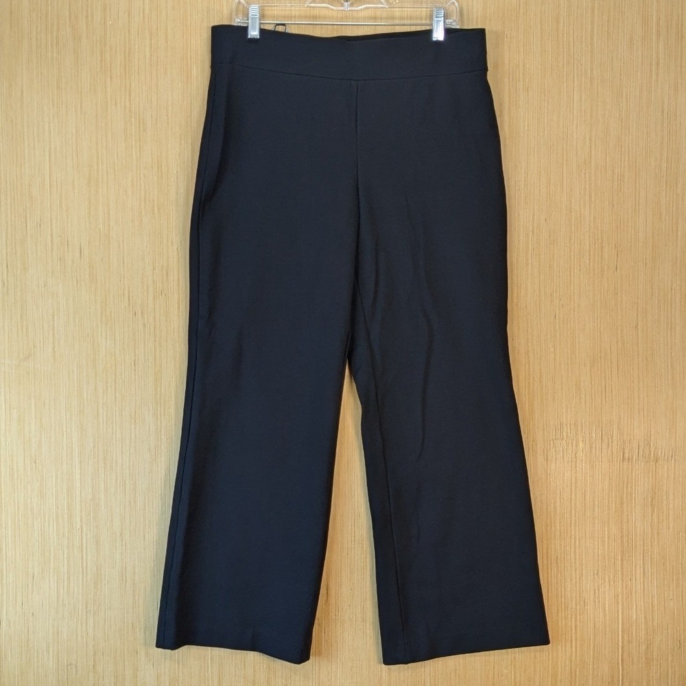 Anne Klein Womens Black Wide Leg Basics Pull On Ponte Knit Pants Large Stretch